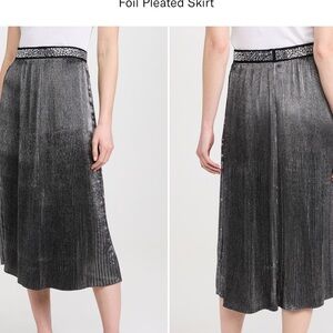 Le Superbe ShopBop silver foil pleated shimmer skirt small